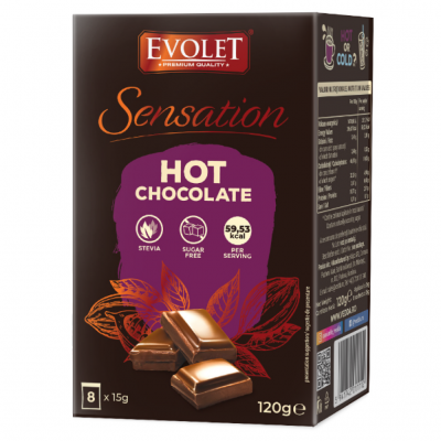 Ciocolata calda Evolet Sensation - fara zahar 120g (8 plicuri x 15g)